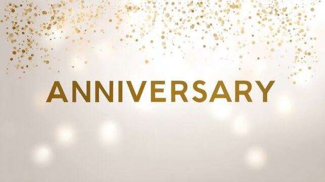 Golden confetti cascades over Anniversary text, evoking cherished union milestones and Jubile de lamour nostalgia in grand elegance