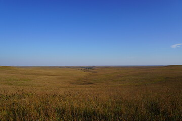 Kansas Prairie under blue sky