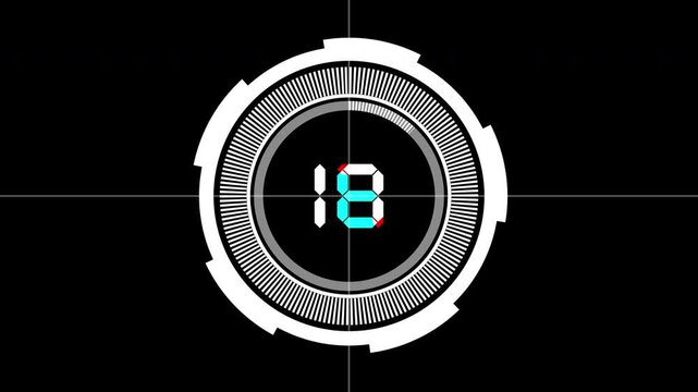 digital timer countdown hud interface glitch cyber suitable for technology, gaming, and futuristic video projects. From 20 second to zero animation - Powered by Adobe