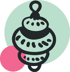 Christmas Ornament Line Art Sketch, Minimal Hand Drawn Holiday Decoration, New Year Bauble Illustration