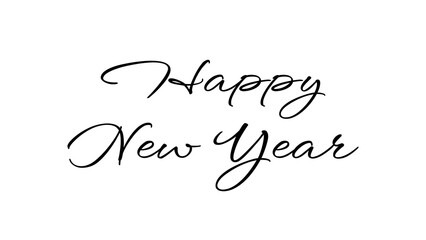 Happy New Year greeting image with black letters on a white background, festive New Year greeting card elements.
Happy New Year season concept with sparkling holiday cheer.