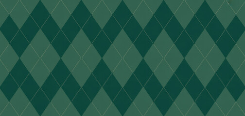Classic argyle pattern seamless vector design with green diamonds ideal for textile and background use