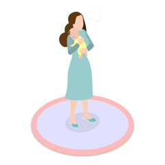 3D Isometric Flat Vector Illustration of Newborn Care, Baby Daily Routine. Item 2