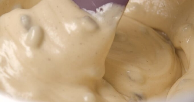 Pastry preparation close up slow motion