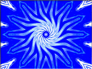 Obraz premium A mesmerizing geometric pattern with swirling lines in vibrant blue and white. The symmetrical design creates a sense of motion and depth.