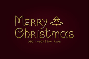 Merry Christmas handwritten lettering phrase isolated on red background.
