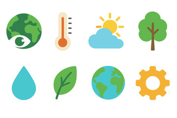 Fototapeta premium Eco-friendly, nature icon set. Flat environment, sustainability icons collection
