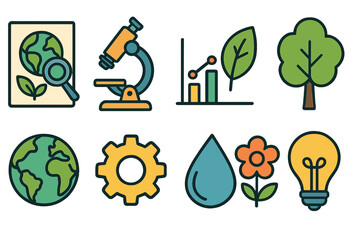 Eco-friendly, environmental outline icon set. Sustainability, nature, green icons collection