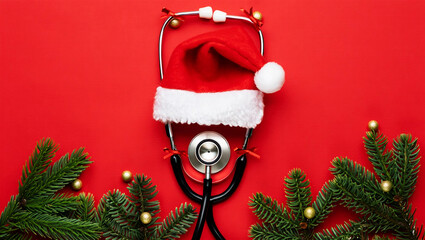 Stethoscope festive holiday medical celebration santa christmas