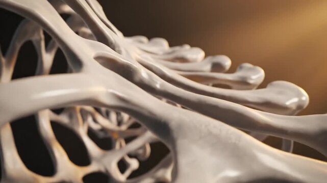 Close up of bone structure rendered in 3 d biological architecture illustration