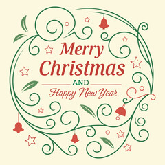 Merry Christmas and Happy New Year Typography Vector Design – Holiday Greeting Card Template
