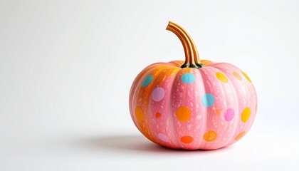 colorful pumpkins covered in polks dots
