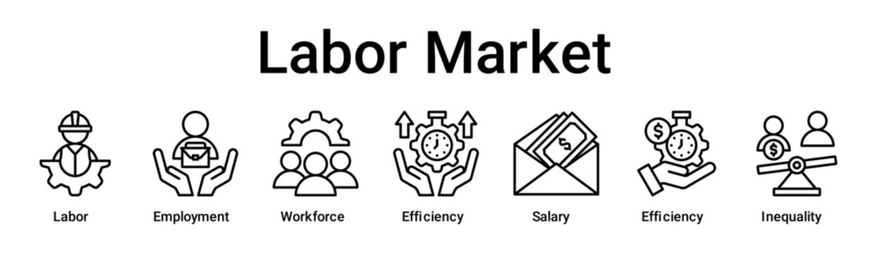 Labor Market banner web icon vector illustration concept for business with icon of Labor, Employment, Workforce, Productivity, Salary, Efficiency.