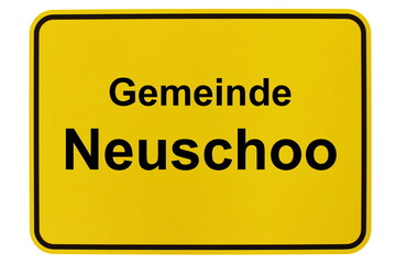 Illustration eines Ortsschildes der Gemeinde Neuschoo in Niedersachsen	
