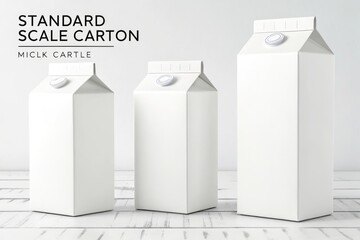 Different Sizes of Blank Milk Cartons Displayed on a Clean Surface