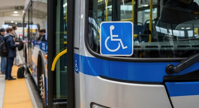 Accessible public transport bus with wheelchair sign - Powered by Adobe