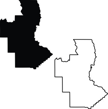 Map of Natchitoches Parish Louisiana USA Silhouette Flat and Outline Design
