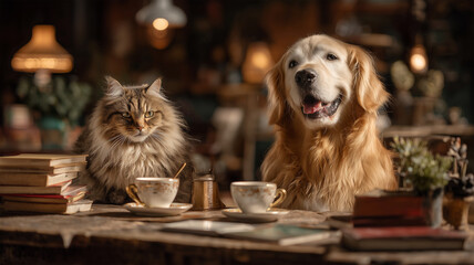 猫と犬のカフェテーブル物語