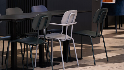 Modern Dining Chairs and Table in Cafe Interior
