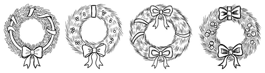 Christmas wreath frames set – hand‑drawn holiday circular borders collection