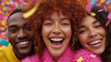 Joyful Smiles of Friendship with Colorful Hair and Celebration