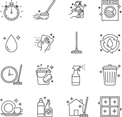 House Cleaning icon set. Includes house, hygiene, home, clean, service, cleaning and More. 
