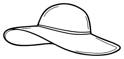 Wide brim sun hat outline – casual summer accessory illustration