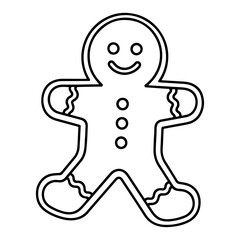 Gingerbread man outline – classic Christmas cookie icon illustration