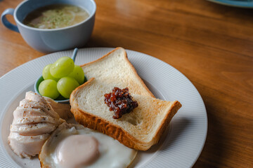 Simple breakfast with toast and egg
