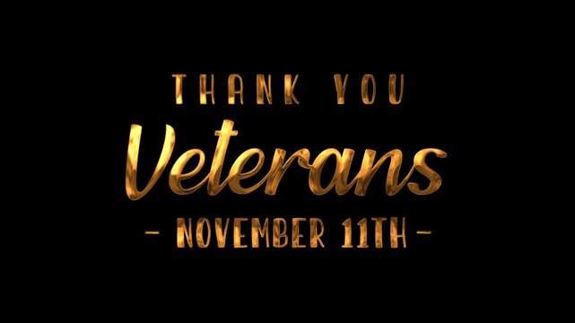 Thank you veterans text animation on november 11th perfect for social media posts, event flyers, newsletters, and patriotic promotional materials.