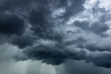 Fototapeta premium Dramatic dark stormy sky with rain clouds, natural background