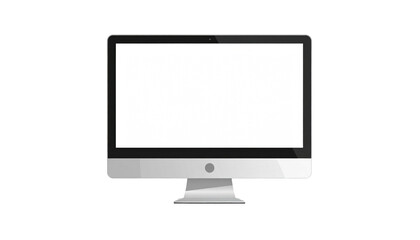 Fototapeta premium Sleek computer monitor with a large blank white screen and a silver stand, displayed on a stark black background