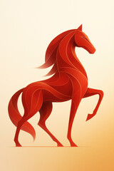 Stylized red horse illustration on gradient background
