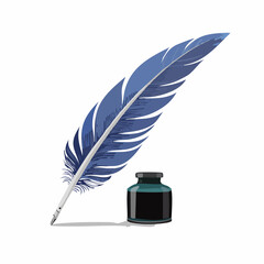 Feather quill and ink bottle