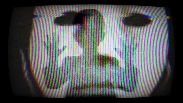 Silhouette of Child Behind Screen With White Mask Creates Mystery And Fear