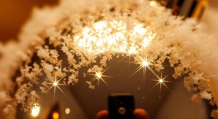 Festive Glow Miniature House Adorned with Sparkling Snowflakes and Warm Illumination