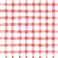 Red White Plaid Gingham Check Hand Drawn Background Pattern Overlay