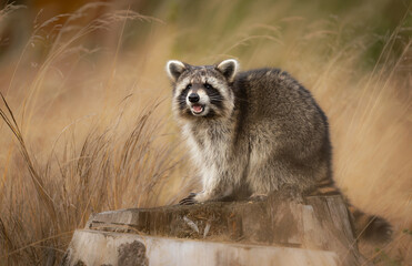Racoon ( Procyon lotor ) close up