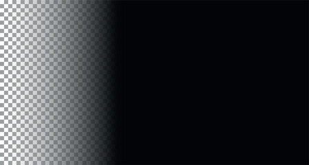 Obraz premium Black gradient transparent background fade overlay for soft shadow transition.