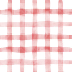 Red White Plaid Gingham Check Hand Drawn Background Pattern Overlay