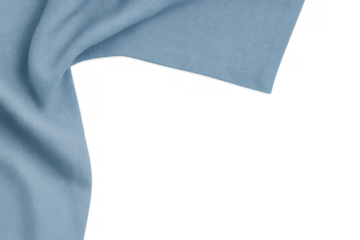 Light blue soft textile material showing smooth folds and wavy texture, copy space on a transparent background