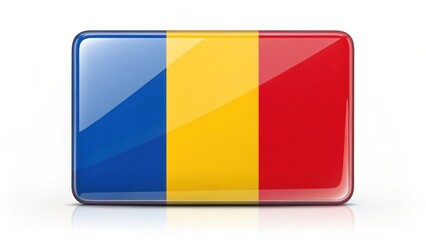 Fototapeta premium Modern glossy 3D icon representing the national flag of Romania.