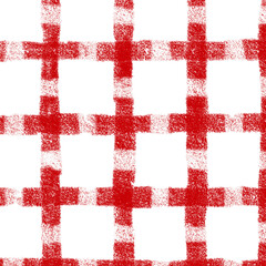 Red White Plaid Gingham Check Hand Drawn Background Pattern Overlay