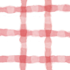 Red White Plaid Gingham Check Hand Drawn Background Pattern Overlay