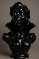 Black vampire bust with cracked surface design