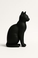 Black cat sculpture on white background