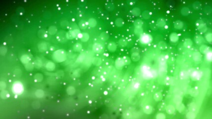 Bright, shiny green bokeh background with abstract christmas lights and glowing snowflakes for a festive winter holiday design - Powered by Adobe