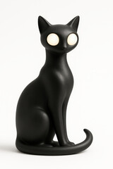 Black cat sculpture with glowing eyes