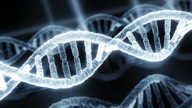 Scientific Abstract DNA Helix 4K Glossy Double Helix Motion Animation Video - Powered by Adobe