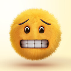 Emojis character design illustration 3d with fur, fun and emotion, share feeling.